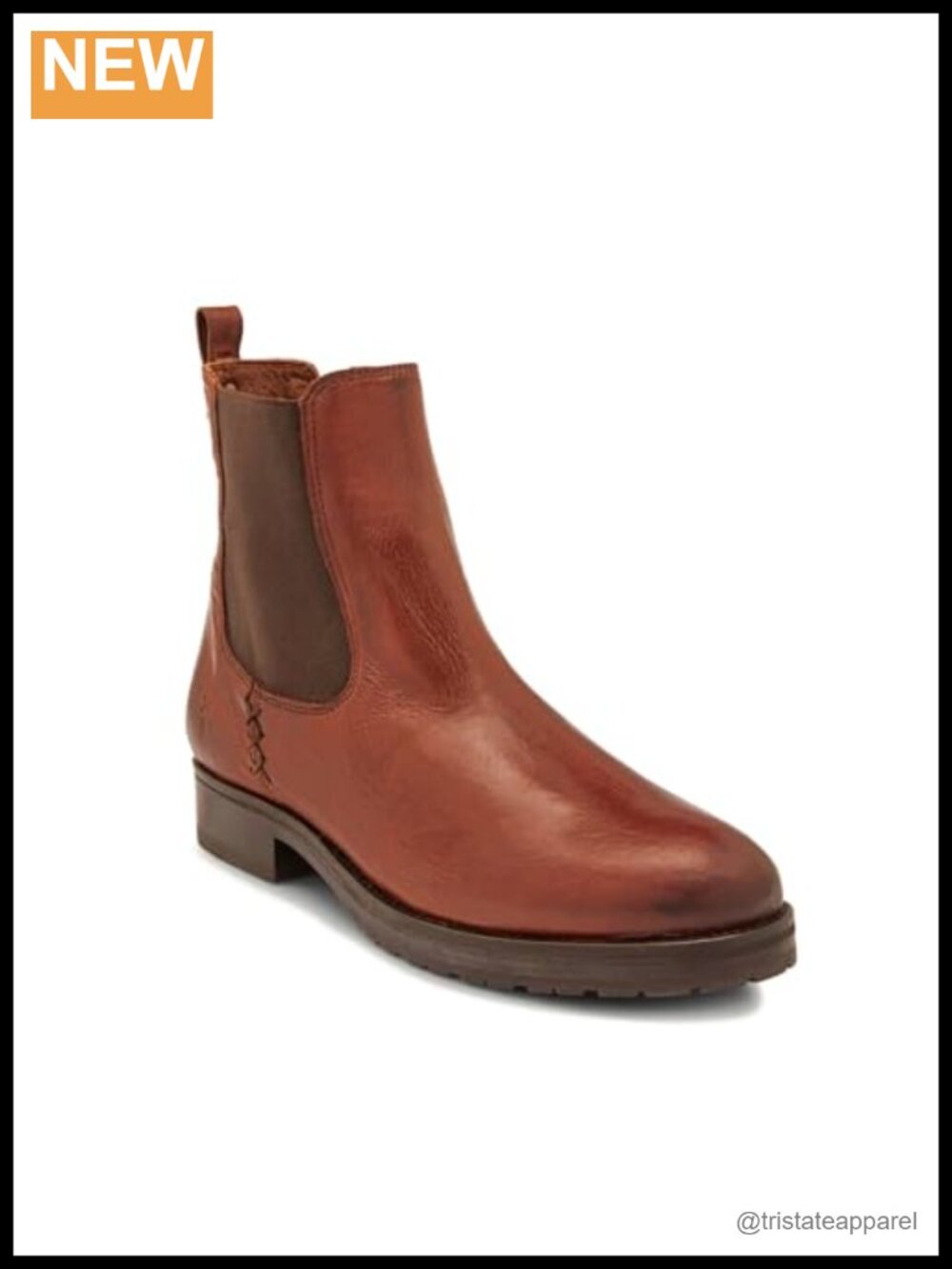 Genuine Leather Chelsea Boots Women Pull-On Leather Lining Low Heel Round Toe